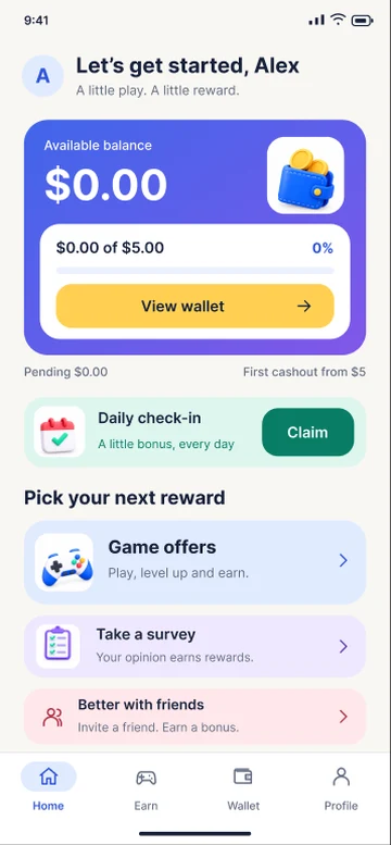 EarnJam home screen